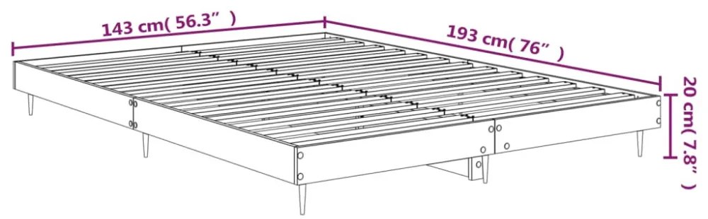 barna tölgy színű szerelt fa ágykeret matrac nélkül 140x190 cm