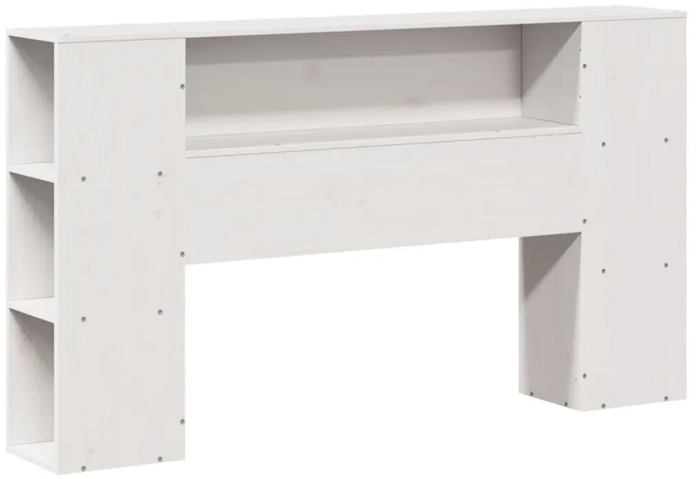 fehér tömör fenyőfa könyvespolcos ágy matrac nélkül 120x200 cm