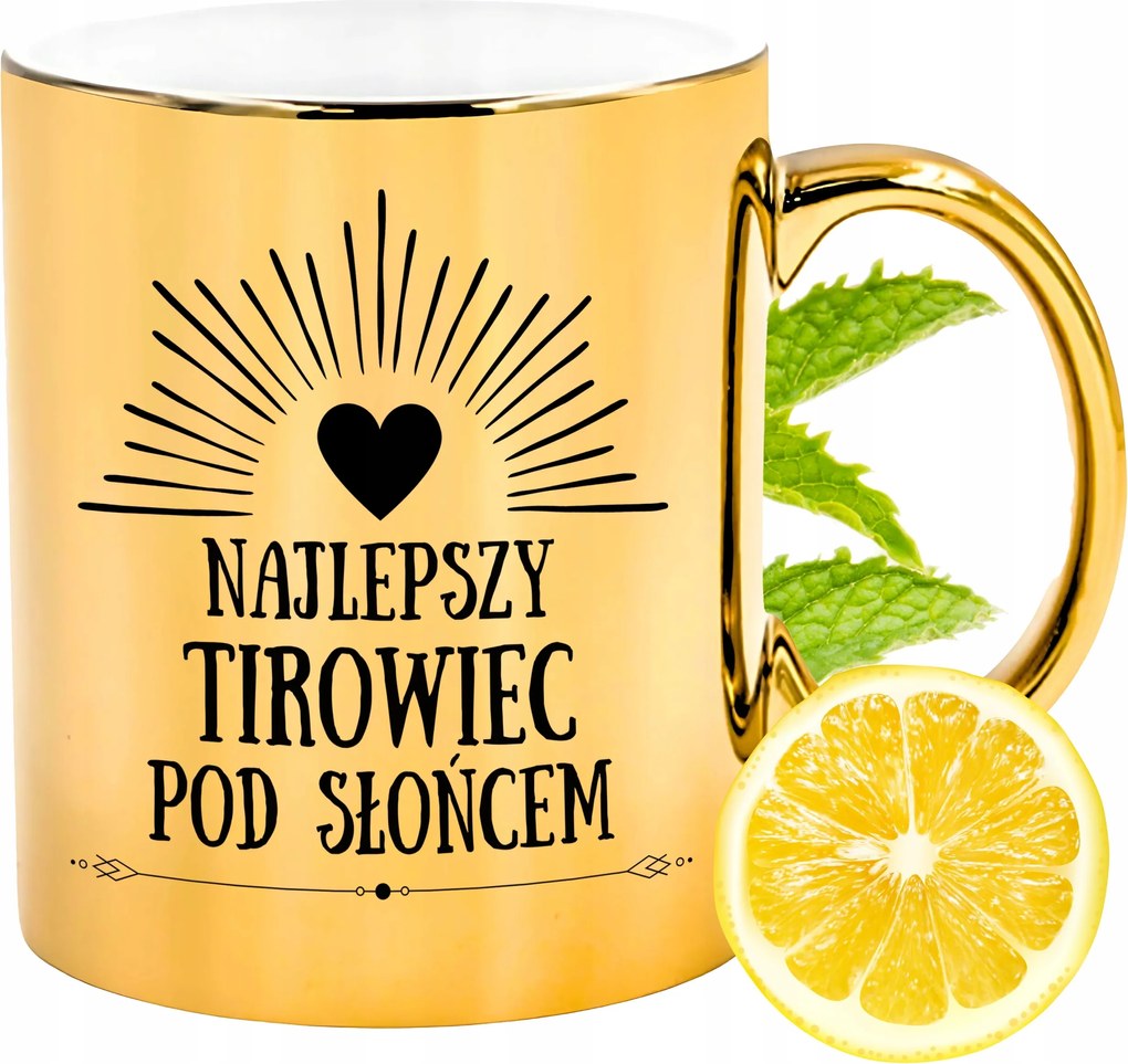 Prémium Arany Csillogó Bögre Teherautó Ajándék Nyomtatott Fotóval