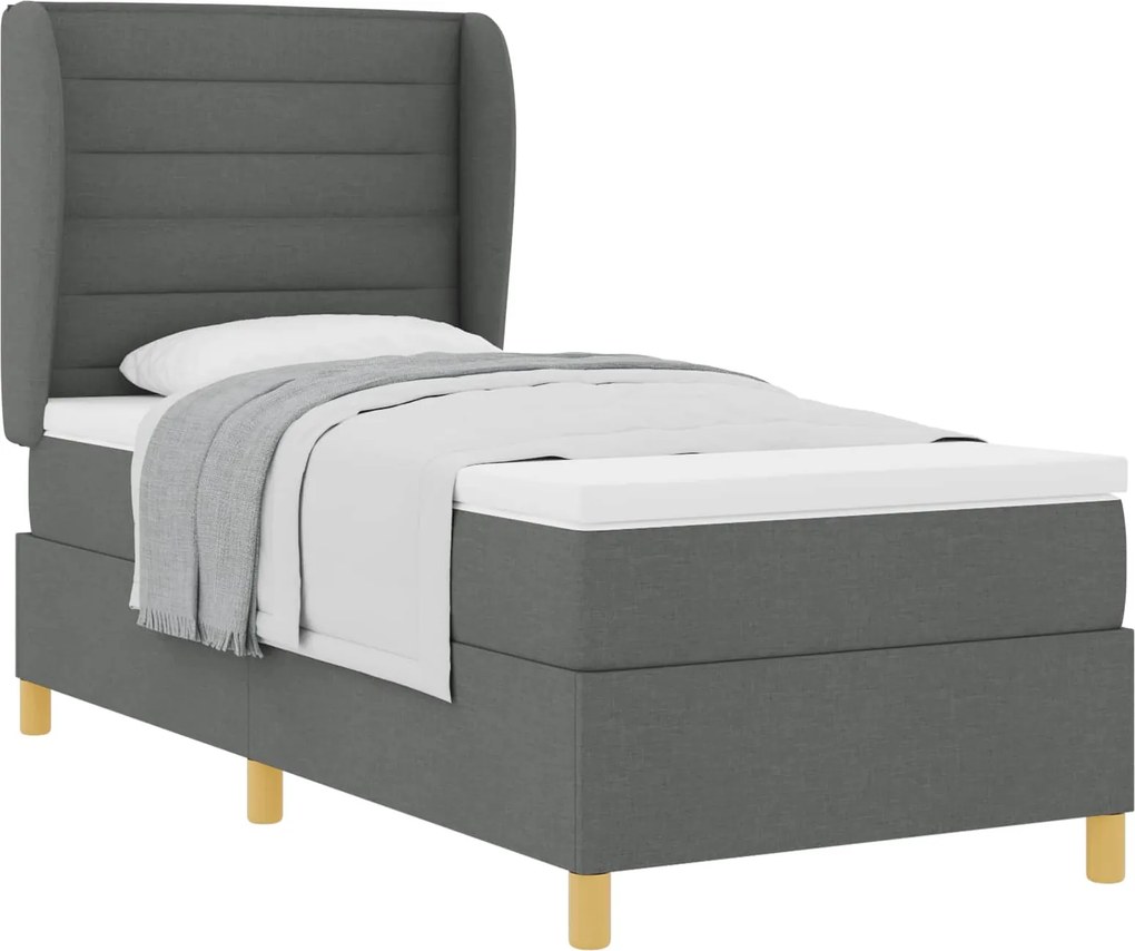 vidaXL Boxspring ágy matraccal Sötétszürke 90x190 cm Szövet szövet