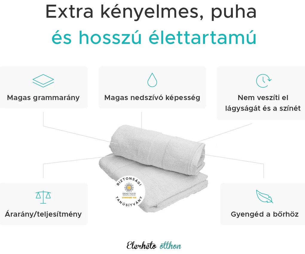 POPCORN MAXI 90x150 cm fehér szállodai fürdőlepedő, 100% pamut