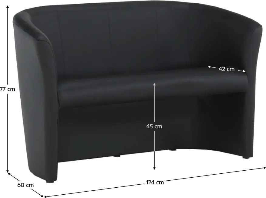 Klub duplafotel, fekete textilbőr, CUBA