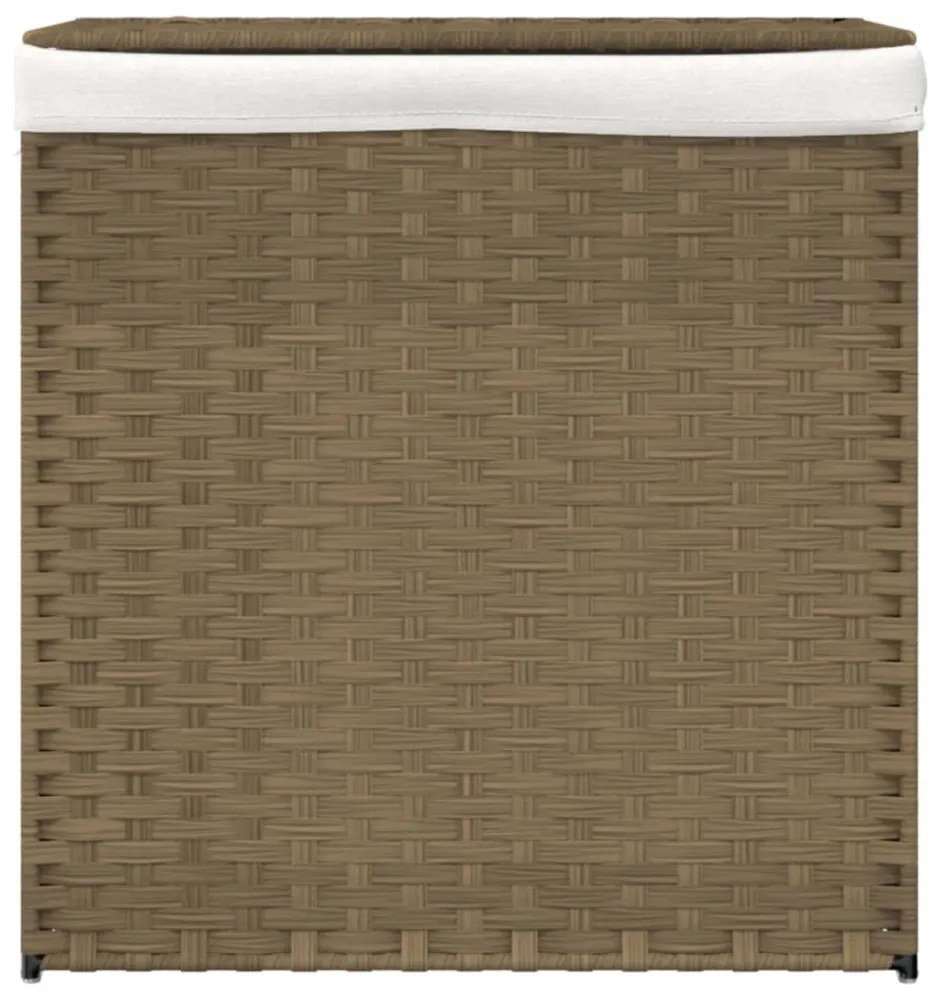 polyrattan szennyeskosár 2 rekesszel 53x33x57 cm