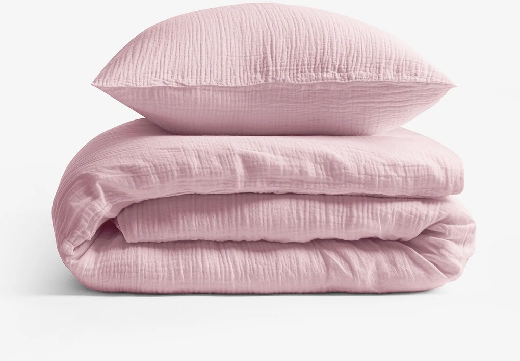 Goldea muszlin ágyneműhuzat – pasztell rózsaszín 140 x 200 és 70 x 90 cm