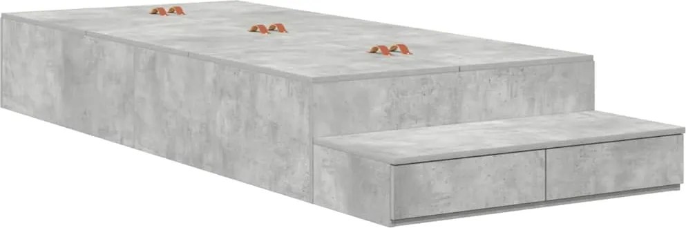 vidaXL Ágykeret tárolóval fiókkal Beton Szürke 100 cm Faanyag