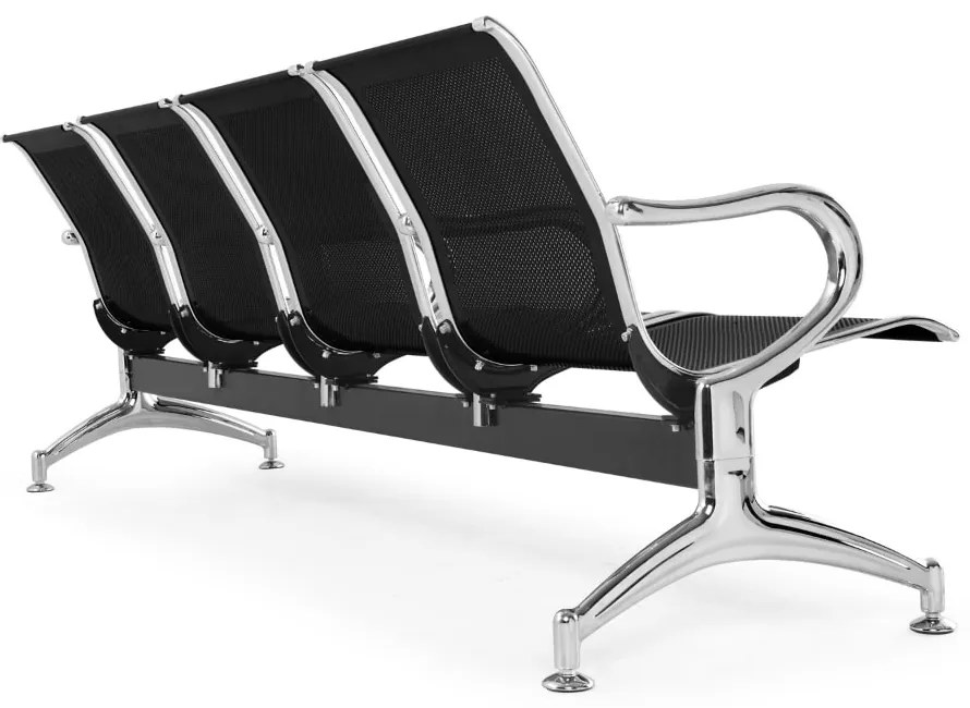 Fém pad a váróterembe REST, 4 ülés, fekete