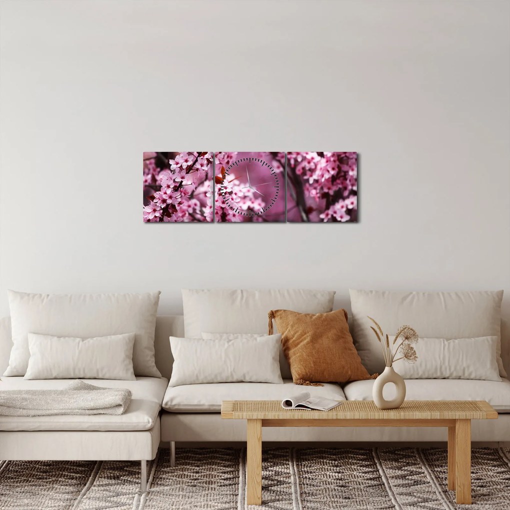 Kép - Rózsaszín sakura (órával) (90x30 cm)