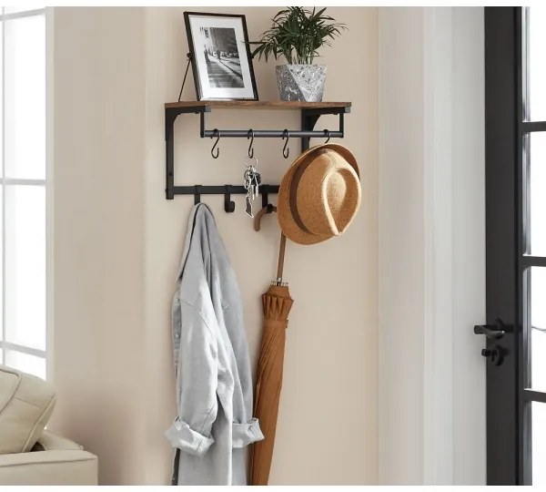 NATE fali fogas polccal, barna/fekete