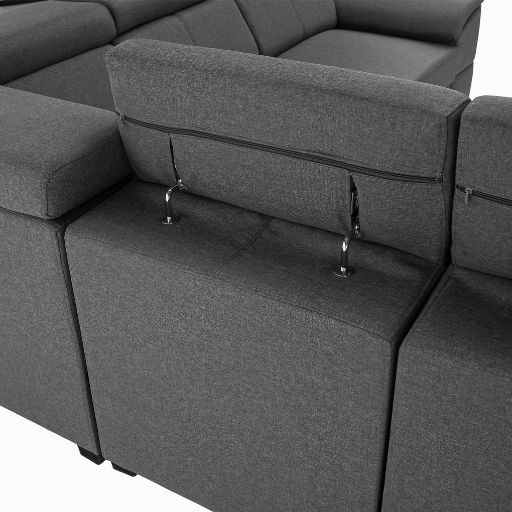 Sarok ülőgarnitúra, szürke, SEGORIA LUX