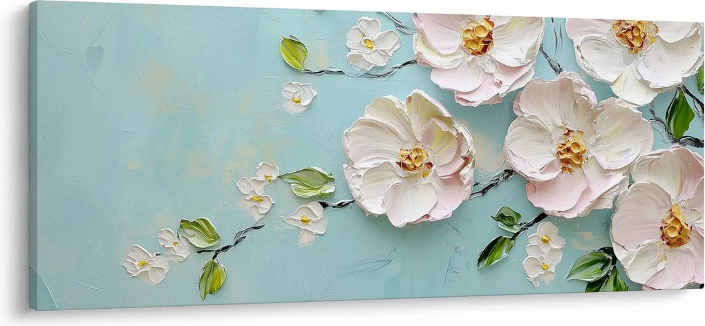 Kép - Virágok kék háttéren (120x50 cm)