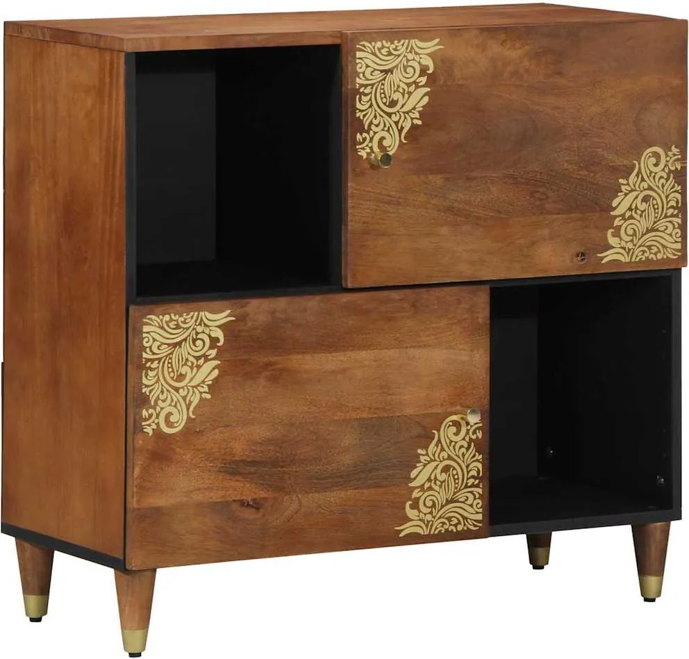 vidaXL Széf polcokkal tárolóval Barna 80 x 33 x 75 cm Tömör Mangófát