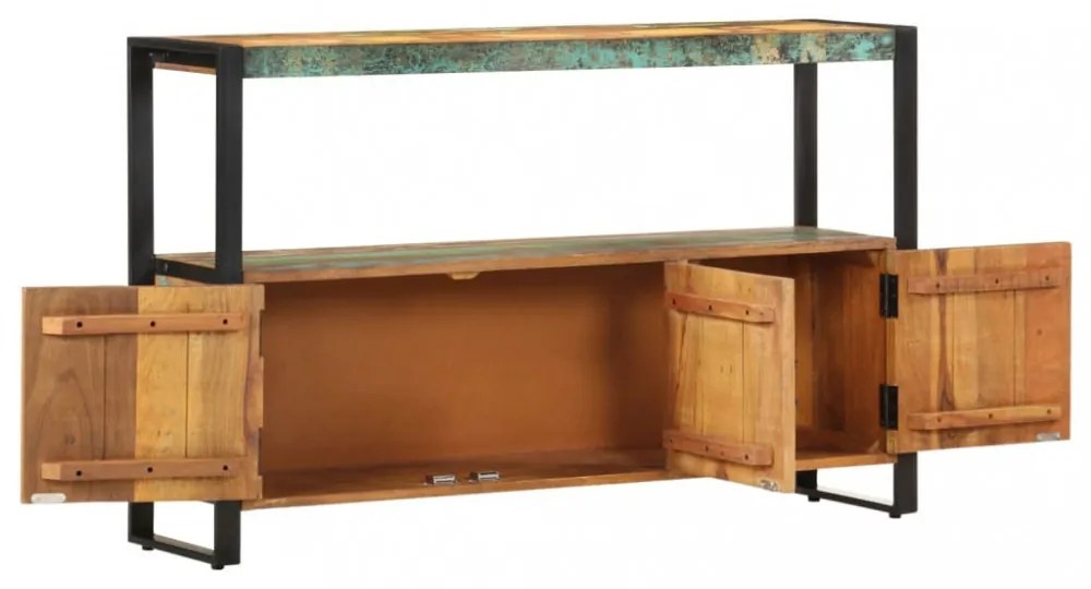 tömör újrahasznosított fa tálalószekrény 120 x 30 x 75 cm