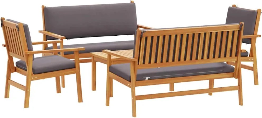 vidaXL Kerti Kanapé Szett 5 pcs Barna Tömör Akácfa