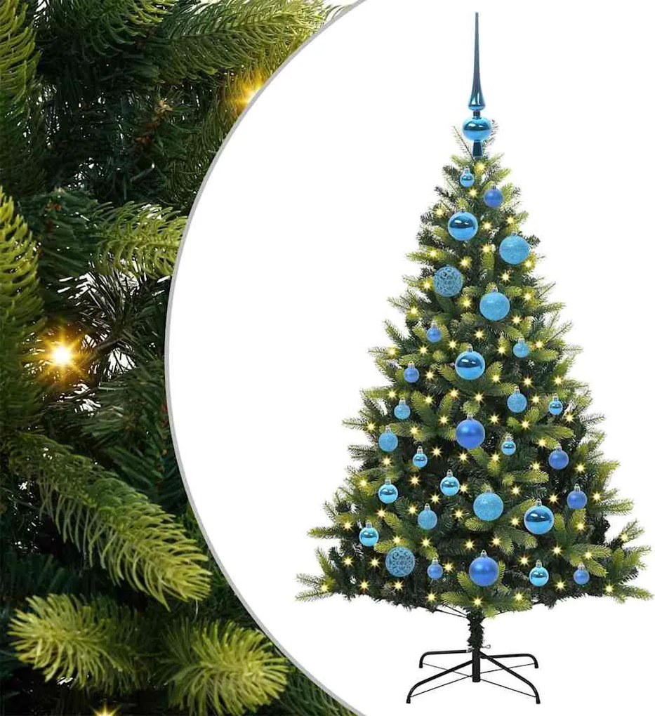vidaXL Műanyag Hajtogatott Karácsonyfa 150 LED-del Zöld 120 cm