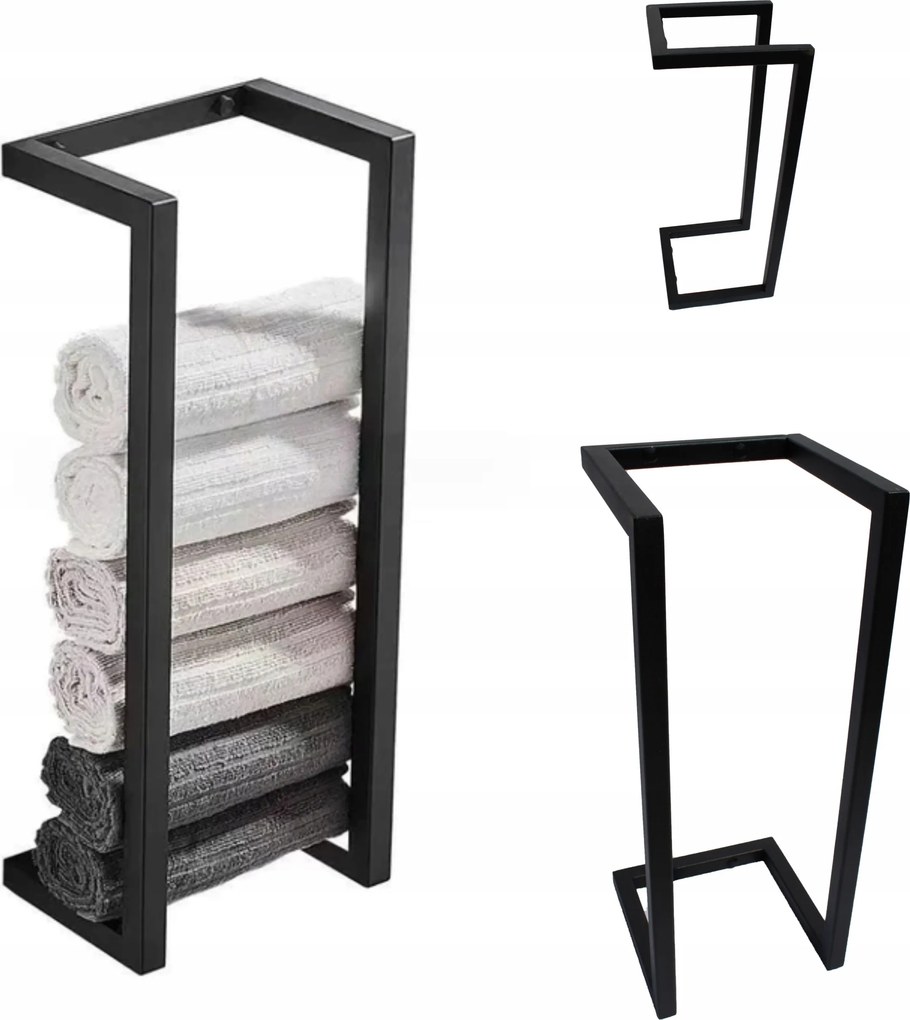 Fali Akasztó Fürdőszobai Törölköző Tartó Fekete Loft
