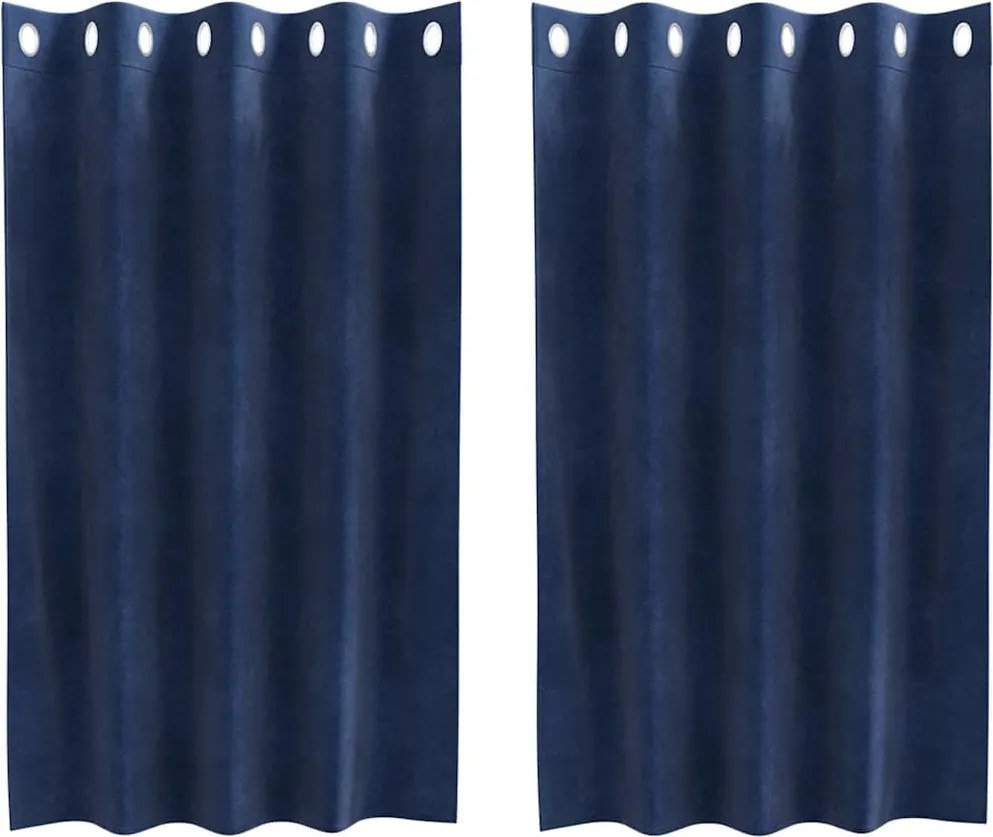 vidaXL Sötétítő függönyök 2 pcs Sötét kék 140 x 140 cm Bársony