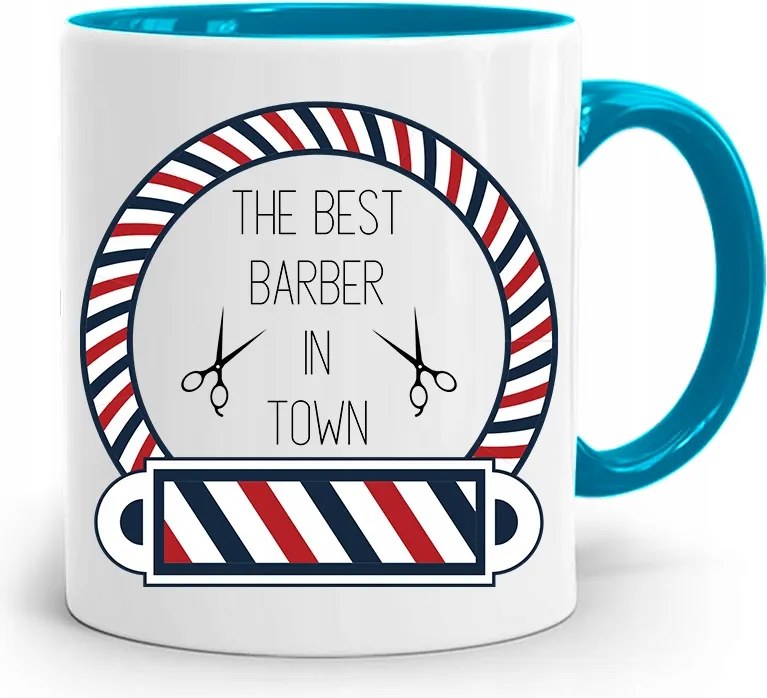 Kék Fodrász Bögre The Best Barber In Town nyomott mintával