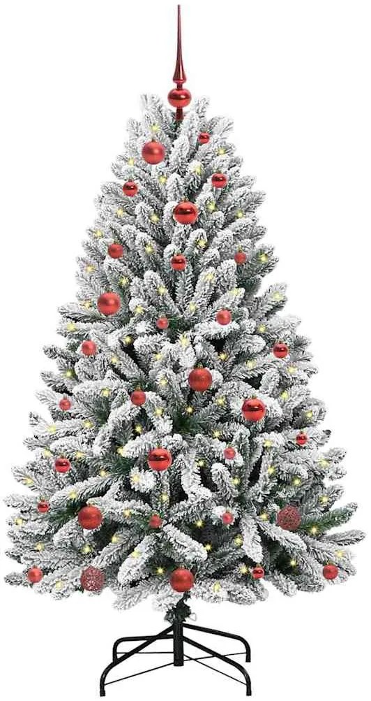 Mű karácsonyfa 150 LED-del Zöld és Fehér 150 cm PVC és fém