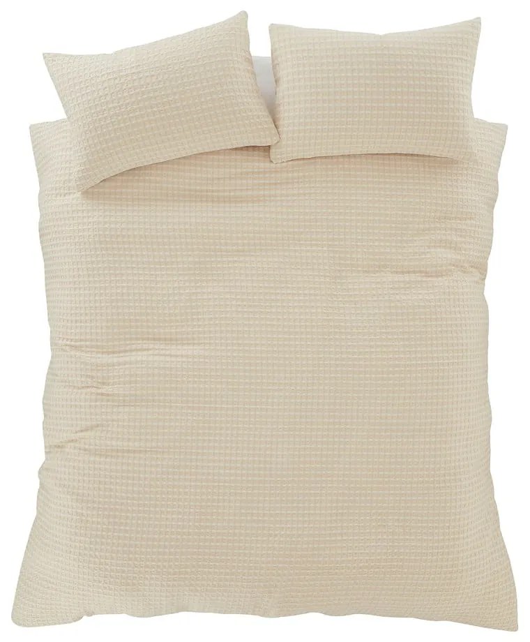 Bézs kétszemélyes hosszabbított ágyneműhuzat 230x220 cm Muscat Waffle – Pineapple Elephant