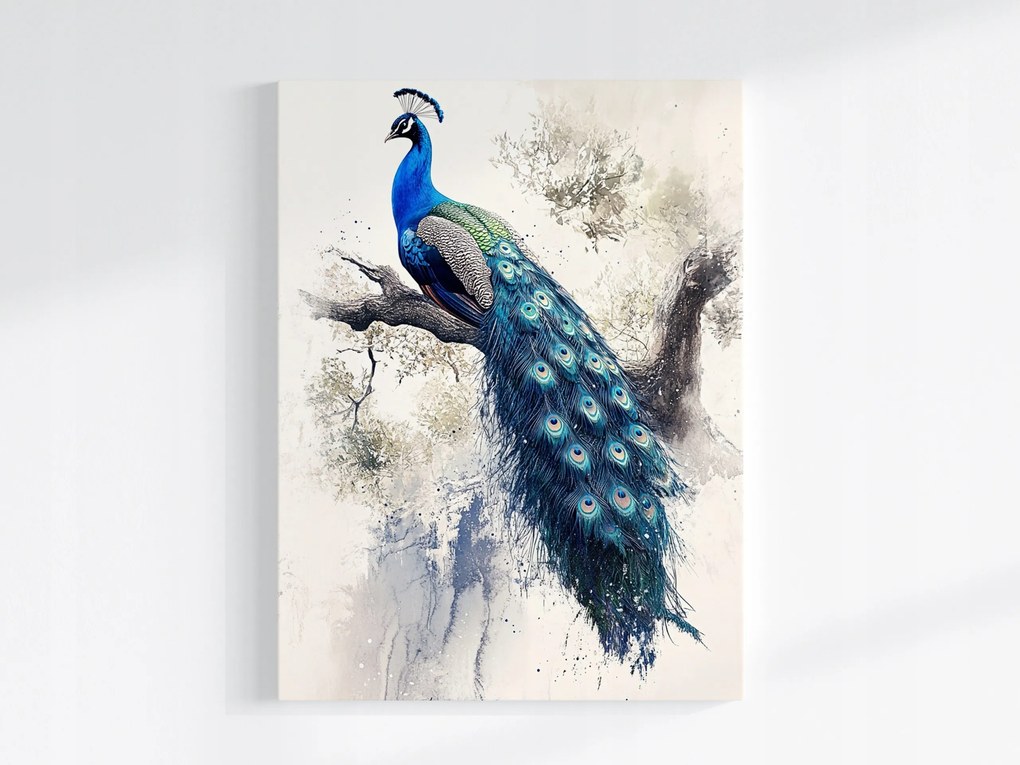 Vászonkép Canvas Grafika Természet Madár Kék Páva Toll 60x80