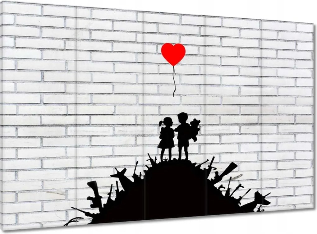 Vászonkép 100x70 Banksy Egy halom fegyver Léggömb