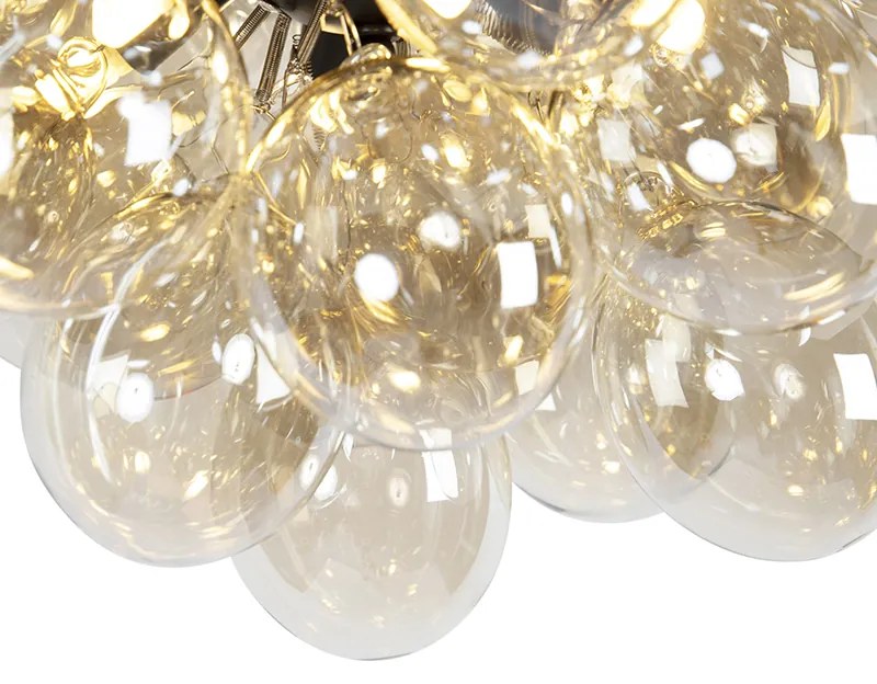 Design mennyezeti lámpa fekete borostyánüveggel 6 lámpás - Uvas