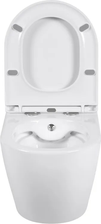 Erga Lily, fali WC-csésze bidé funkcióval + WC-ülőke, fényes fehér, ERG-V03-LILY-RIM-BID-WH