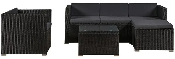 Juskys Punta Cana L kerti rattan szett – fekete/antracit párnák