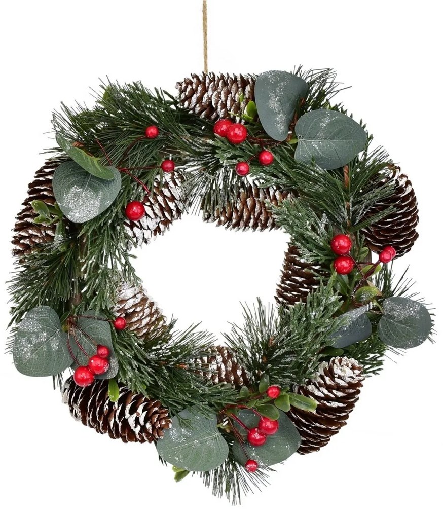 Milano karácsonyi díszkoszorú, 28 cm