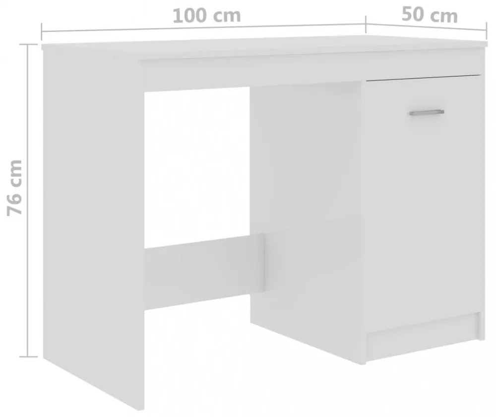 magasfényű fehér szerelt fa íróasztal 100 x 50 x 76 cm