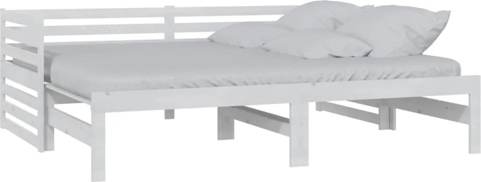 vidaXL fehér tömör fenyőfa kihúzható kanapéágy 2 x (90 x 200) cm