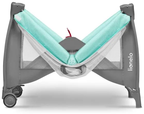 Lionelo - SVEN PLUS utazóágy szürke/türkiz