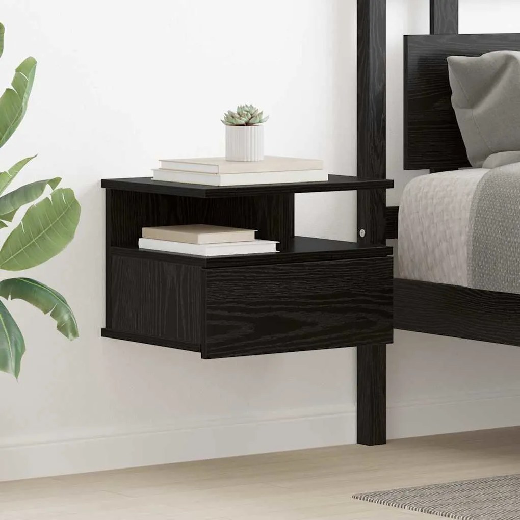 Lebegő éjjeliszekrény 2 pcs Musta tammi 40 x 31 x 27 cm Faanyag