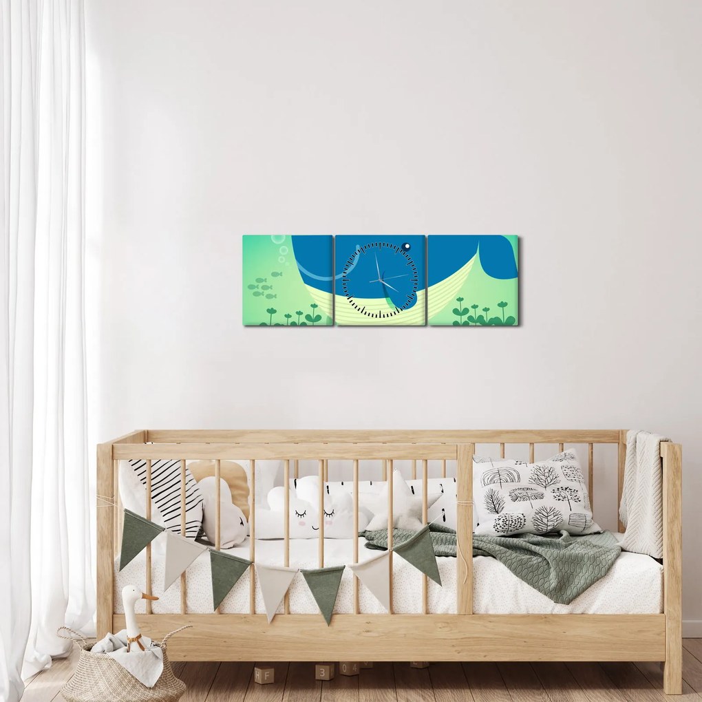 Kép - Vidám bálna a tengerben (órával) (90x30 cm)