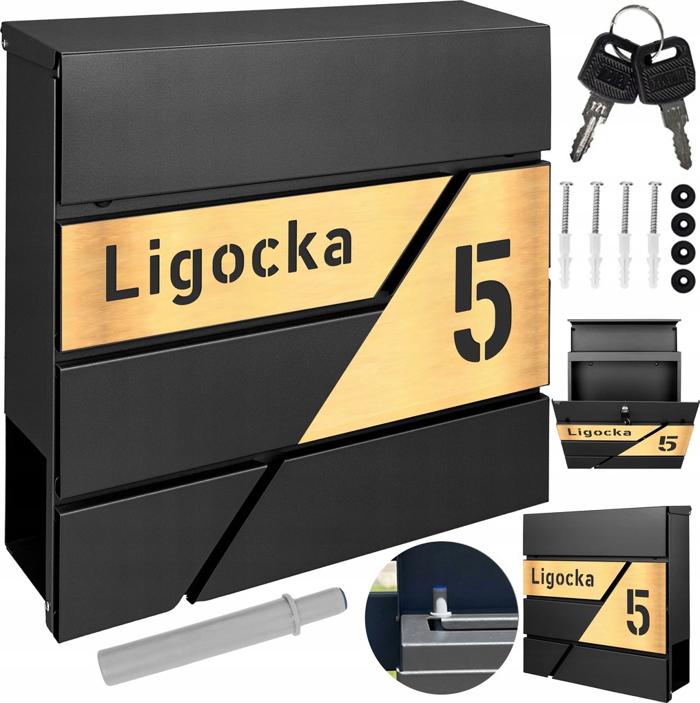 Antracit Modern Postaláda Laminált Levelekhez Nagy Cím