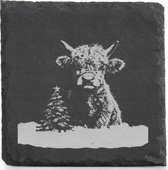 Karácsonyi kő alátét bögre alá x4 Kis tehén karácsonyfa