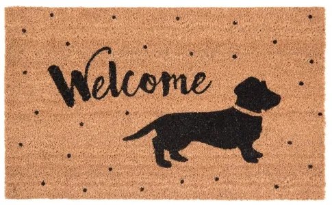 Lábtörlő 75x45cm, kókusz-PVC, kutyás &quot;Welcome&quot;
