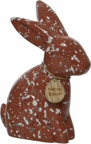 Húsvéti nyuszi figura fa barna díszes 18 cm