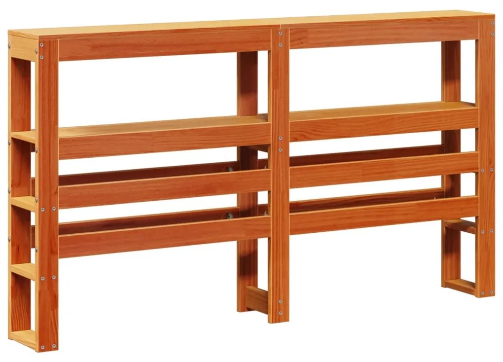viaszbarna tömör fenyőfa fejtámla polcokkal 120 cm