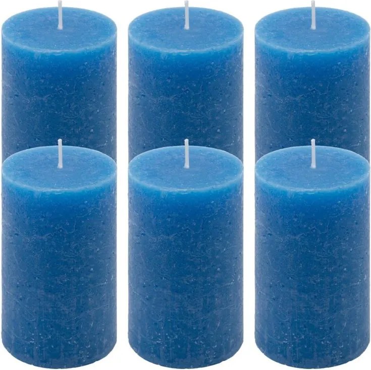 Rusztikus gyertya készlet 11,5 cm Ø 6,8 cm 6 db kék