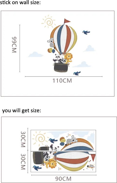 PIPPER | Falmatrica "Hőlégballon állatokkal" 99x110 cm