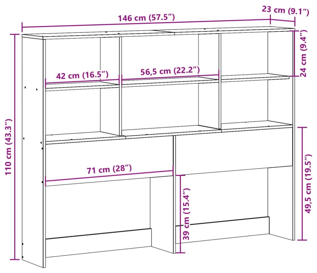 tömör fenyőfa fejtámla tárolóval 140 cm