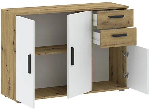 Komód Tölgy/Fehér Színben