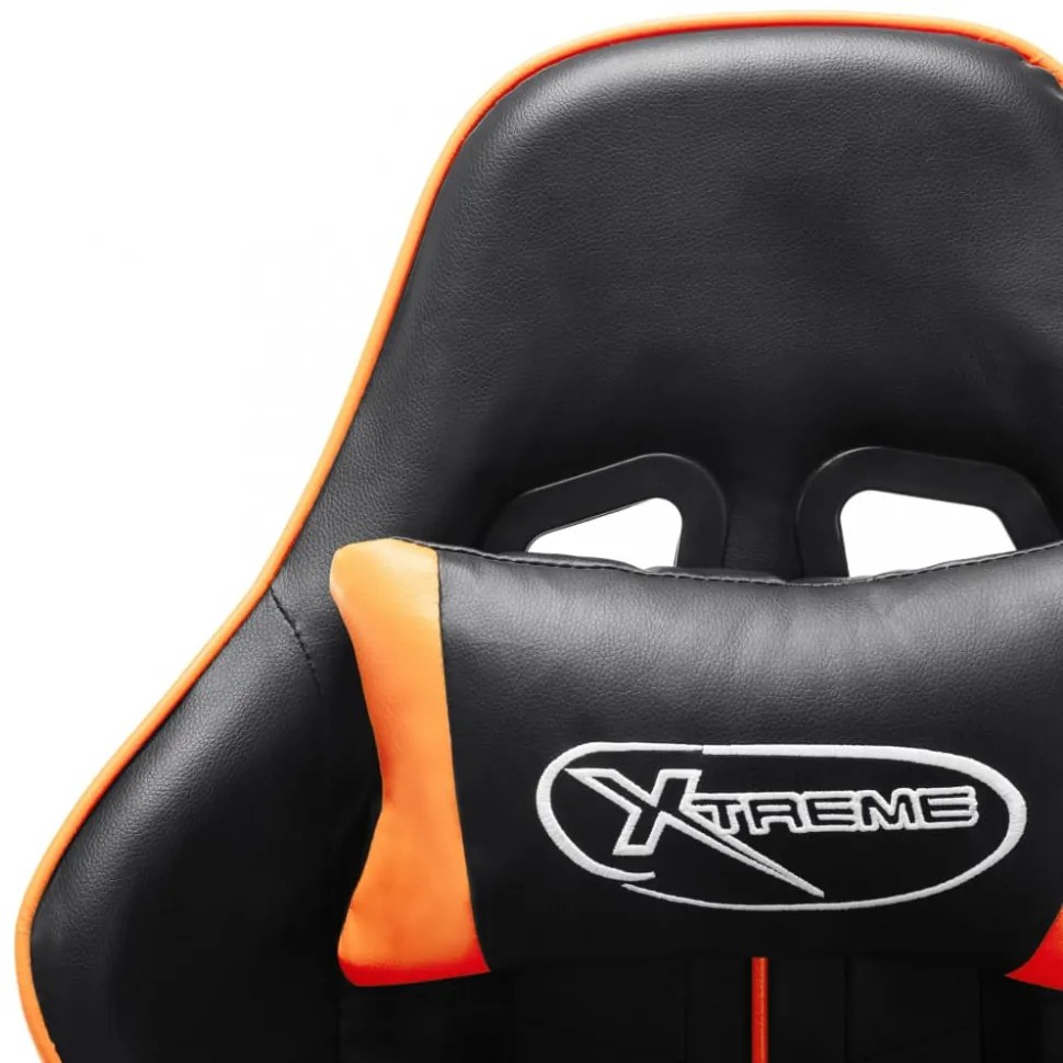 fekete és narancssárga műbőr gamer szék lábtámasszal
