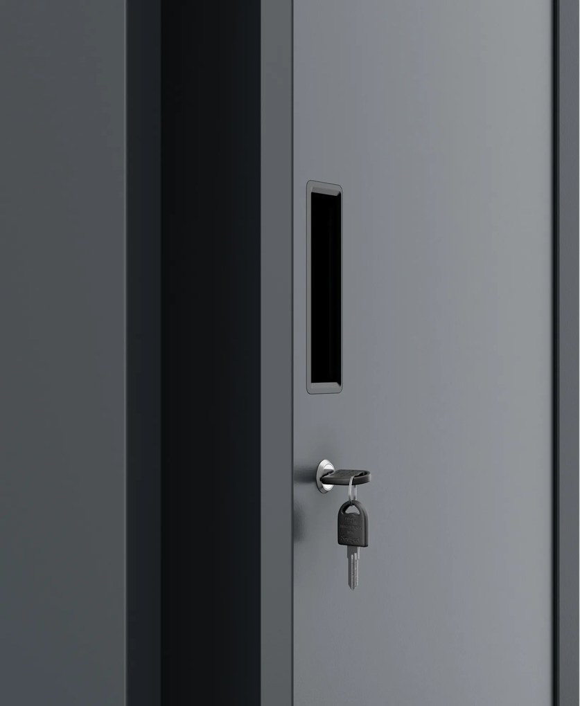 Kétrekeszes személyzeti ruhaszekrény antracit, 400x1800x500 mm: KACPER 1 Plus