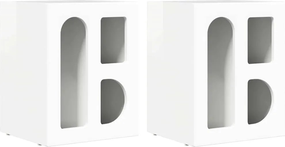vidaXL Éjjeli asztal 2 pcs Magas Fényű Fehér 40 x 35 x 50 cm Faanyag