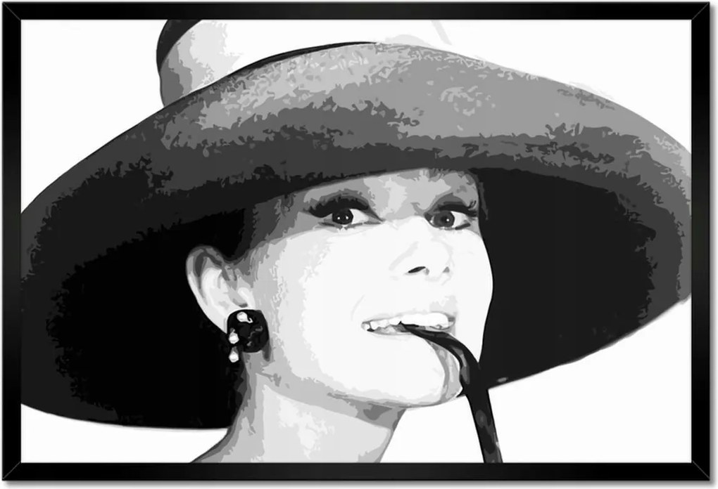 Poszterek keretben 60x40 Hepburn kalappal