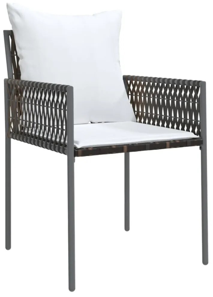 2 db barna polyrattan kerti szék párnával 54 x 61 x 83 cm