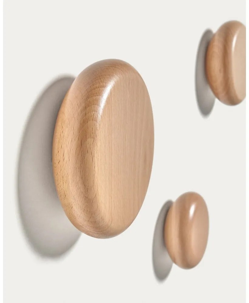 Natúr színű fali fa akasztó szett 3 db-os Nadue – Kave Home