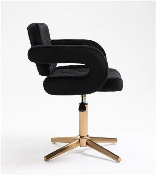 HR8403CROSS Fekete modern velúr szék arany lábbal